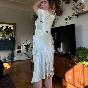 Floral and butterfly light green vintage dress